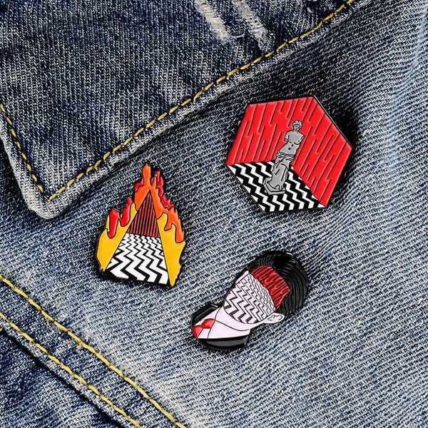 

pins, brooches lynch style enamel pin custom tv series twin peaks for shirt lapel bag punk badge jewelry gift fan friends, Gray