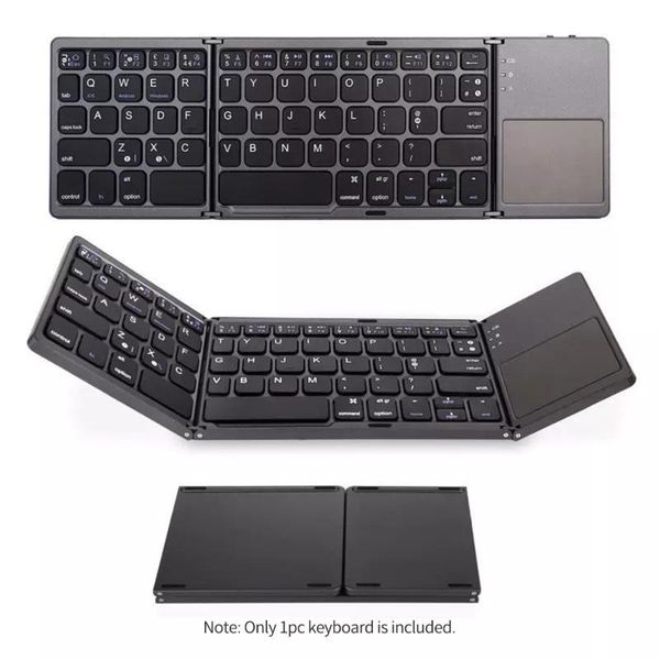 

portable mini wireless bt foldable keyboard with touchpad ultra slim travel rechargable battery for tablet pc lapkeyboards