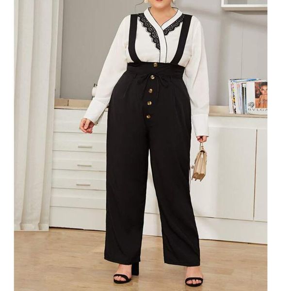 

women's jumpsuits & rompers 2021 women overalls jumpsuit strap romper dungaree pants black casual sleeveless laides bib, Black;white