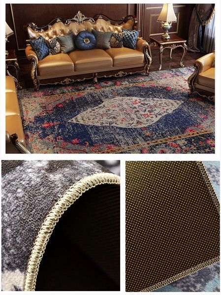 

carpets american ethnic style super soft rugs retro light luxury living room carpet coffee table mat nordic bedroom anti-slip