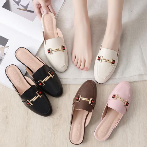 

slippers the spring of 2021 designer shoes woman slides outdoor platform square ladies mules zapatos de mujer, Black