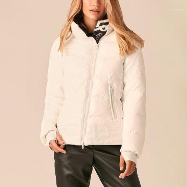 

women's down & parkas berry fashion winter simple stand collar women elegant slim zipper coats panelled cotton jackets ladies, Black