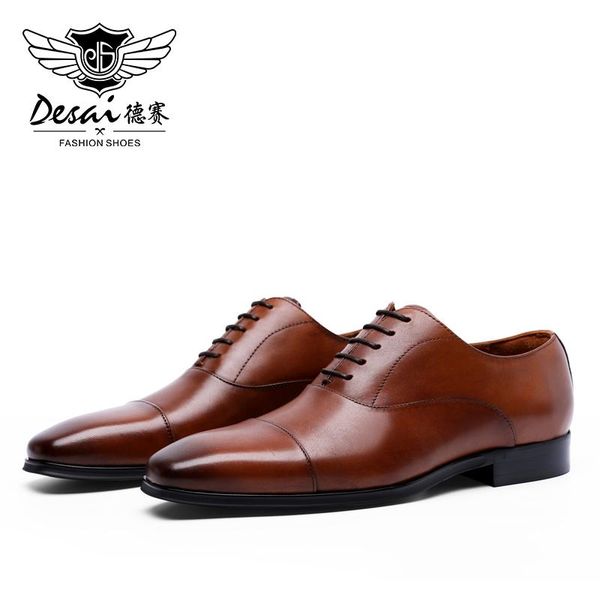 

dress shoes desai mens formal male oxfords office genuine leather wedding party real classic british 2021 fashion, Black