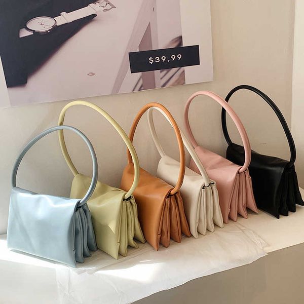 

vintage armpit shoulder pouch soft leather clutches fashion multi layer pocket handbags for women solid color lady purse c0601