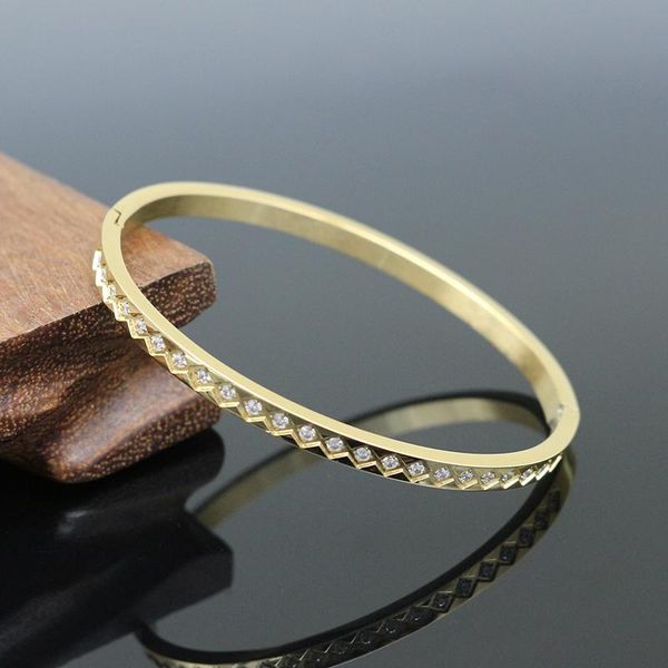

bangle fashion 4mm women stainless steel couple crystal bracelets bangles for luxury, Black