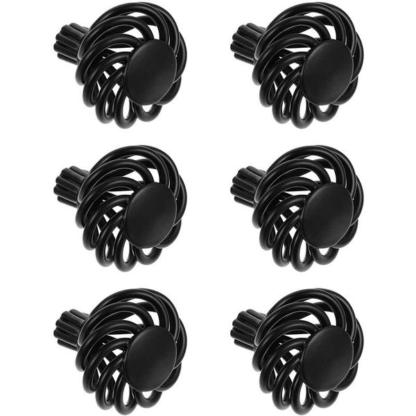 

handles & pulls 6pcs metal cabinet knobs, black handles, birdcage round single hole knobs for furniture accessories