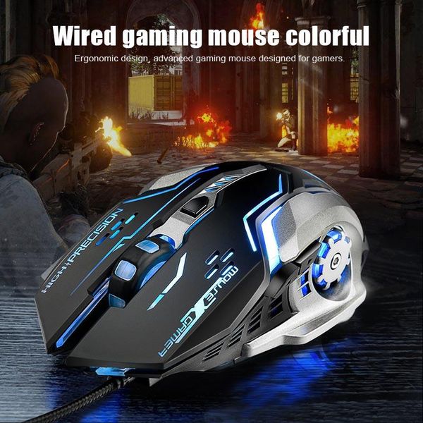

game optical wired mouse colorful breathing light professional gaming h- mice