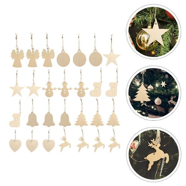 

christmas decorations 60pcs elements design wooden hanging ornaments (mixed style)