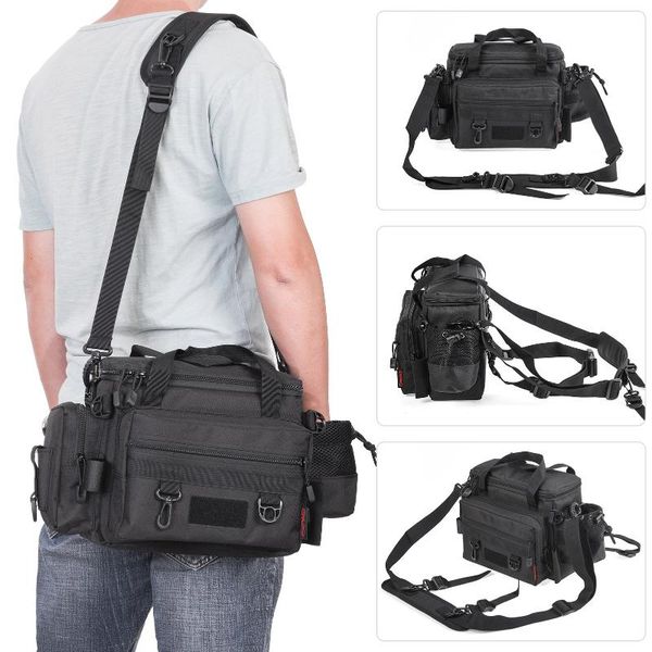 

fishing accessories waterproof tackle bag with 2 boxes trays large capacity multifunctional lure storage shoulder