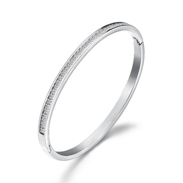 

ca-31 korean version of the fashion diamond rose gold bracelet classic titanium steel ladies bangle, Black