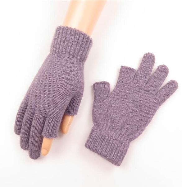 

fingerless gloves women' autumn winter thicken thermal yarn knitted glove lady' solid color riding driving r432, Blue;gray