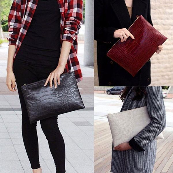 

evening bags women elegant party clutches crocodile grain pu leather envelope clutch bag handbag