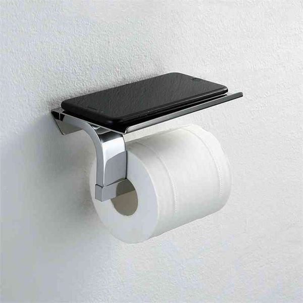Titular de papel de rolo 304 aço inoxidável toalete toalete bandeja de mão bandeja de telefone móvel 210720