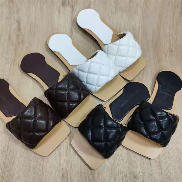 

slippers shoes ladies' square toe shallow slipers women rubber flip flops flat 2021 hawaiian basic slides pu wo, Black