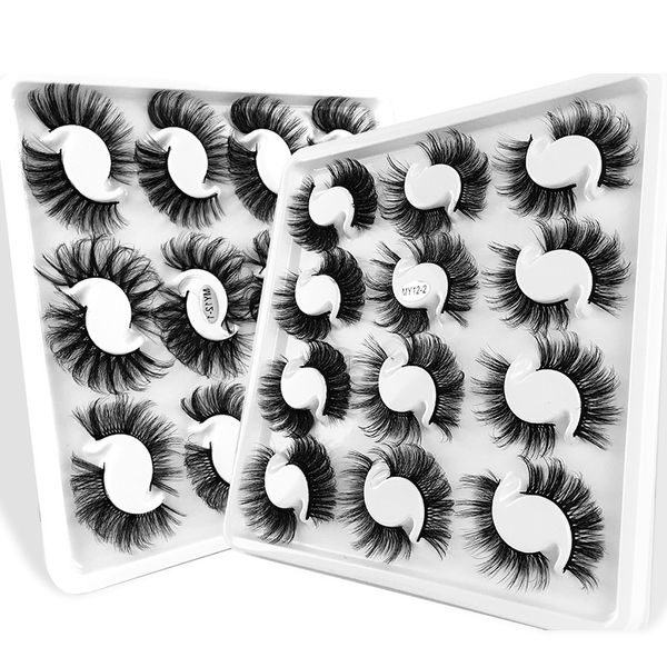 

curling crisscross thick 3d false eyelashes 12 pairs set natural long reusable handmade multilayers fake lashes extensions soft & vivid eyes