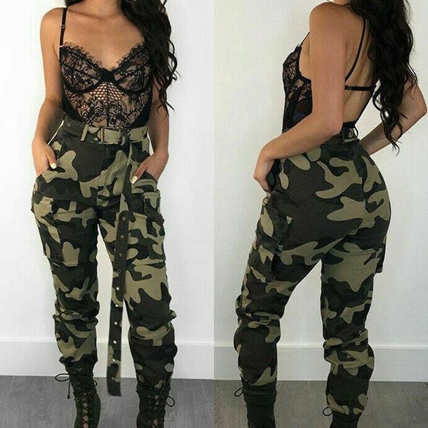 

women's jeans women camo cargo trousers casual pants damen cargohose freizeithose army combat camouflage & capris, Black;white