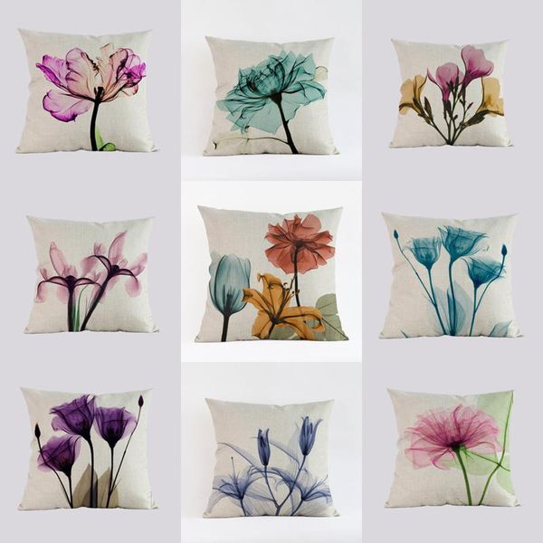 

cushion/decorative pillow colorful flowers pattern linen cotton pillowcase 45x45cm seat cushion home deocr decorative cover for sofa car
