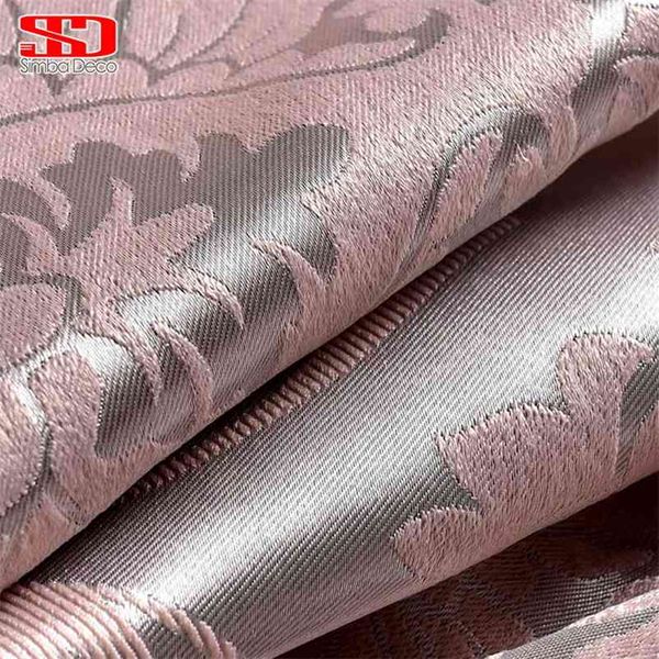 Tecido Elegante Luxury Blackout Cortina para sala de estar Cor-de-rosa Blinds Jacquard Drapeamento Damasco Painéis de Tratamentos da Janela Europeia 210913