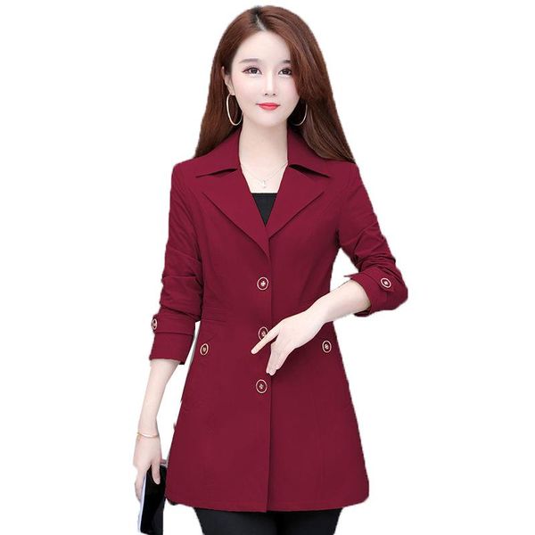 

women's trench coats 2010 spring elegant women mid-length slim overcoat plus size 5xl long sleeve windbreaker female coat khaki black, Tan;black
