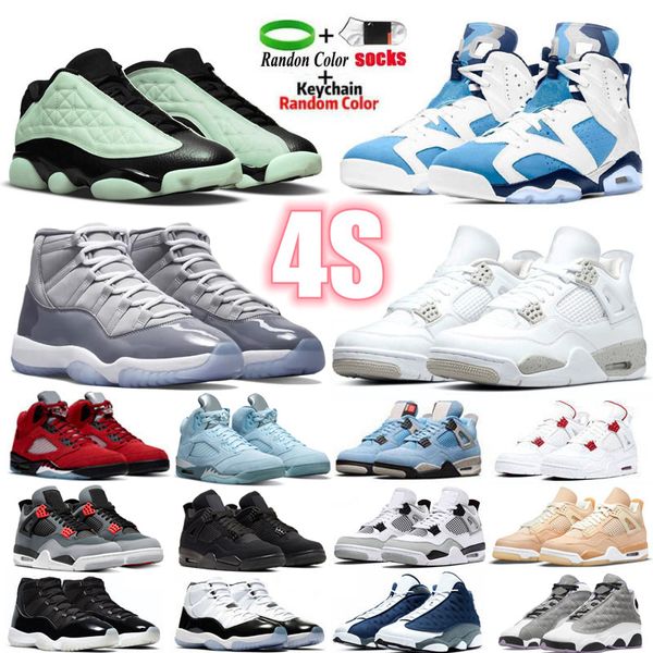 

men basketball shoes sneakers 4 4s white oreo neon university blue 6s unc red flint 13s singles day bred mens trainers