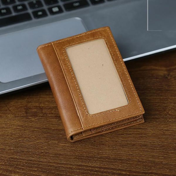 

men's wallet 2021 first layer cowhide card holder casual multi-card slot large capacity genuine leather coin purse wallets, Red;black