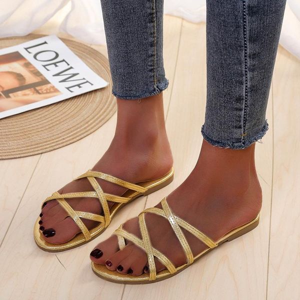 

slippers jaycosin summer women's sandals 2021 flat heel set toe cool slim strap beach shoes chaussure femme zapatillas, Black