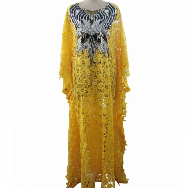 

dresses bust 126cm length 141cm super size new african women's dashiki fashion water-soluble lace loose beaded embroidery long dress, Black;gray