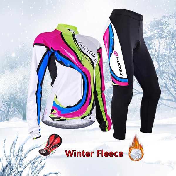 

racing sets women winter road bike clothing 2021 warm bicycle clothes mtb dress female thermal fleece cycling jersey set sport suit uniform, Black;blue