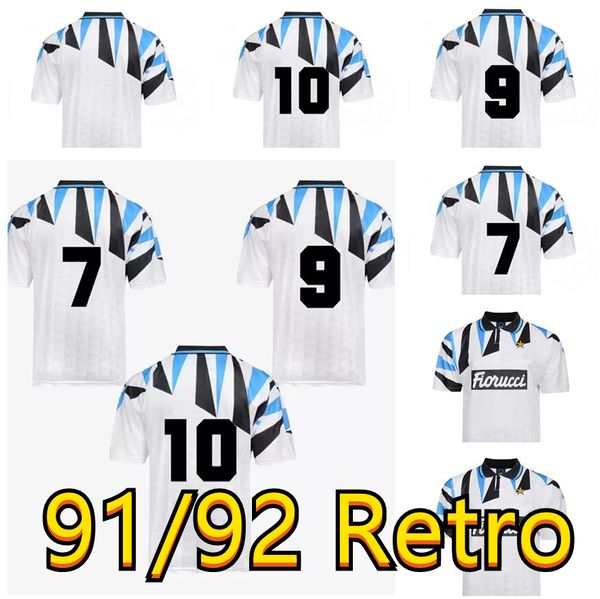 1991 1992 Away White Soccer Jerseys Retro 91 92 Klinsmann Matthäus Desideri Fontolan Milan Pizzi Camicia da calcio Vintage Classico commemorato uniforme antica