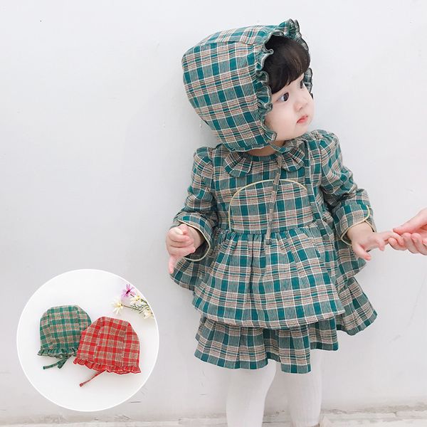 

girls' dresses 2pcs baby girl lolita plaid es toddler spanish summer girls 1st birthday christening frocks infant boutique clothes, Red;yellow