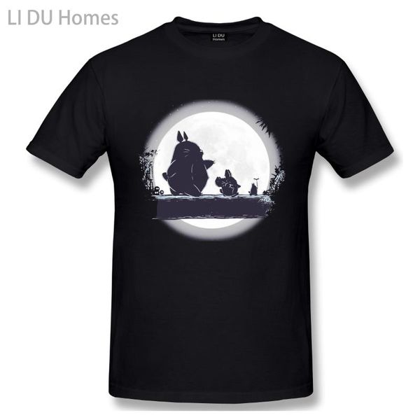 

men's t-shirts lidu moonlight flight hakuna totoro 2021 casual t shirt tee 100% cotton o neck, White;black
