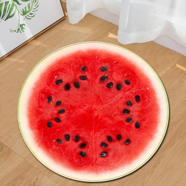 

carpets 3d flower art watermelon geometric printing non-slip round small floor mat bedroom living room home decoration