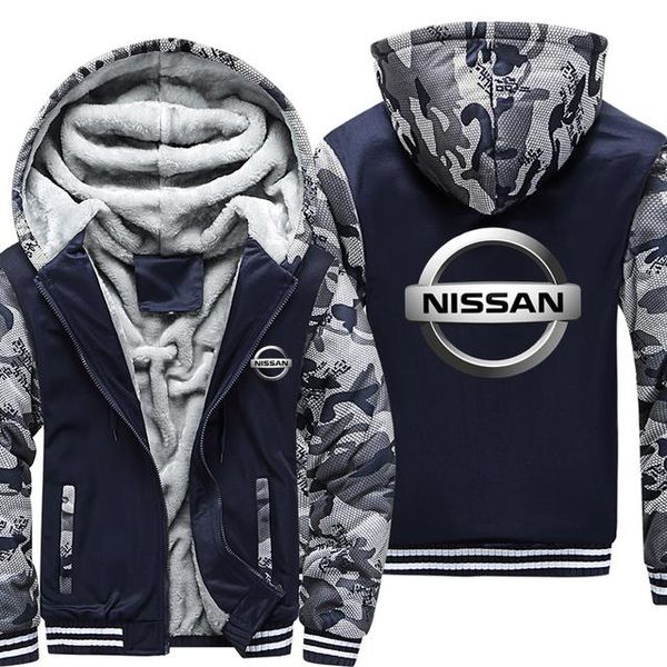 

men's jackets winter camouflage fashion nissan hooded zipper jacket long sleeves with fleece warm sports outdoor coat, Black;brown