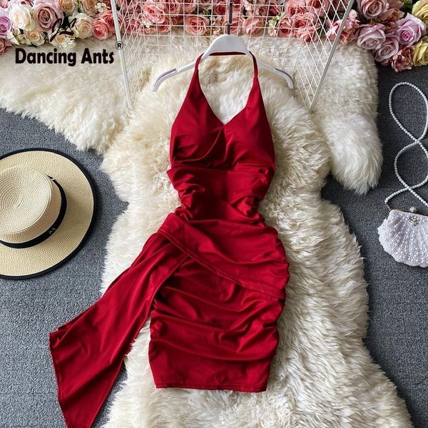 

irregular women dress halter a-line sleeveless tank high waist knee-length lace up korean vintage autumn fashion woman dresses casual, Black;gray