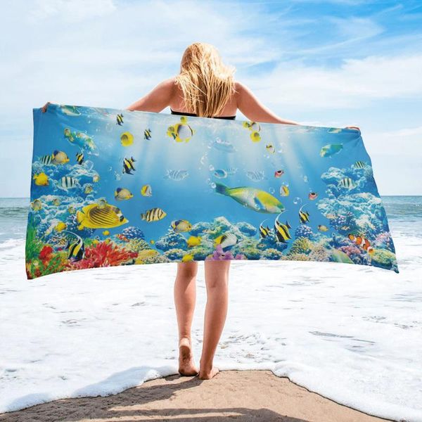 

towel marine life colorful coral fish bubbles bath swimming bathroom accessories microfiber beach yoga mat