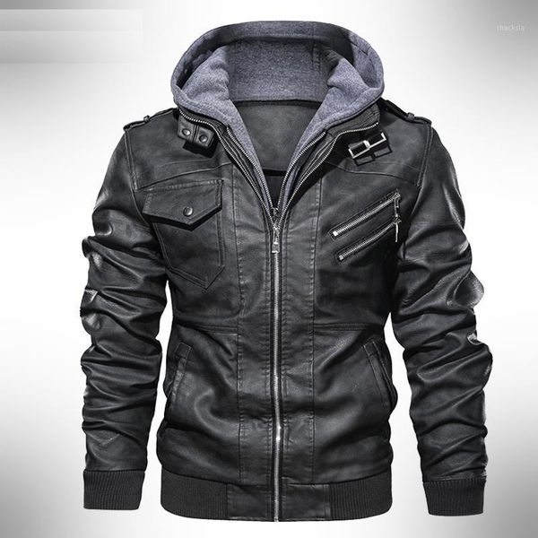 

men's jackets mens coats winter men motorcycle leather jacket windbreaker hooded male outwear warm biker pu waterproof, Black;brown
