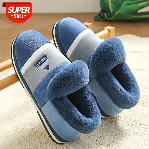 

weh home slippers for men winter furry short plush man slippers non slip bedroom couple soft indoor shoes male boots #a589, Black