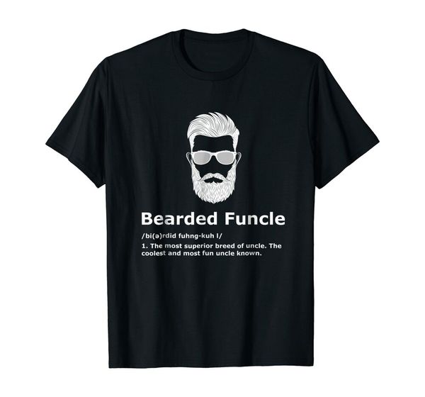 

mens bearded funcle funny uncle definition black t-shirt s-5xl, White;black