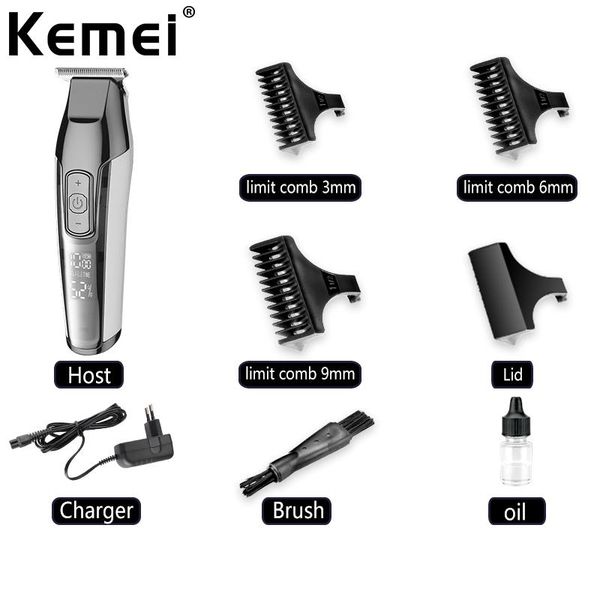

hair clippers kemei km-5027 electric clipper rechargeable shaver adjustable speed led cordless scissor generator