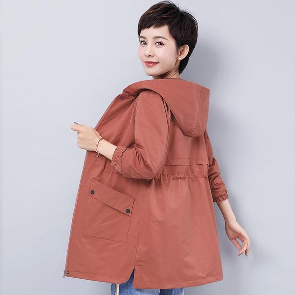 

women's trench coats the elegant and rich lady's coat women spring autumn thin style plus size cardigan loose long dust, Tan;black