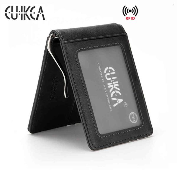 

bags cuikca rfid wallet money clip women men metals slender leather wallets id credit card cases travel, Red;black