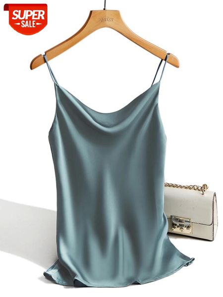 

satin silk tank female 2021 summer strap basic spaghetti strap women sleeveless camisole camis vest black white #pq4q