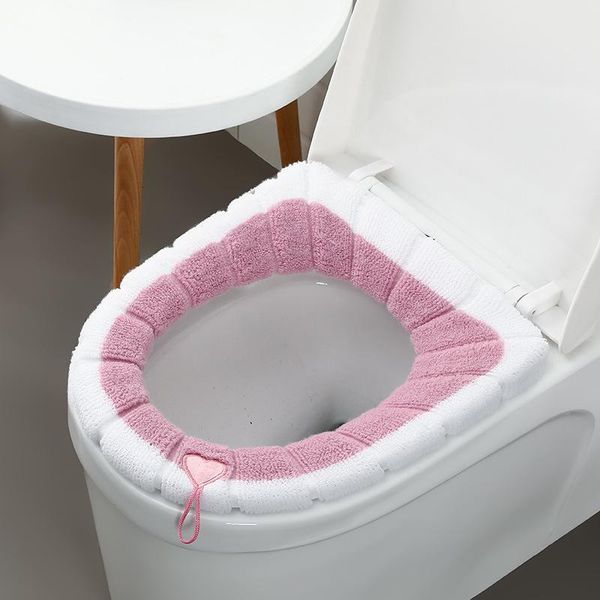 

toilet seat covers 1pcs warm pad home furnishing plush ring washable comfortable soft pumpkin type thickened
