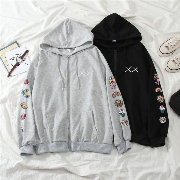 

women's hoodies & sweatshirts houzhou anime zip up hoodie kawaii oversize harajuku streetwear women black cute korean fashion zipper fo