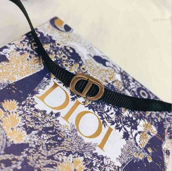 

luxury designer fashion necklace dijia / d cd letter satin ribbon smooth clavicle net red neck chain female, Red;brown