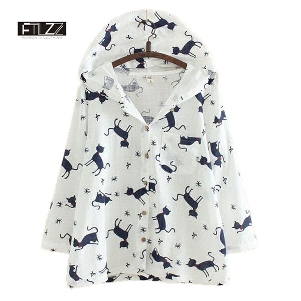 Frühling Sommer Jacken Frauen Mode Mit Kapuze Katze Cartoon Druck Mäntel Weibliche Oberbekleidung Damen Kausal Dünne Windjacke 210525