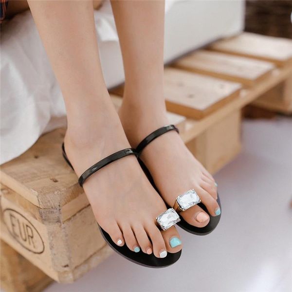

fashion flat slippers women slip on crystal outdoor beach sandals woman summer shoes flip flops casual, Black
