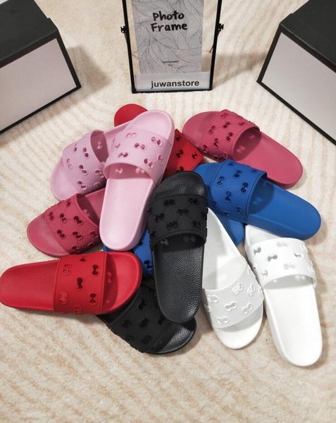 

designer slippers men women sandals fashion beach shoes flat non-slip classical hole slipper with box size 35-46, Black