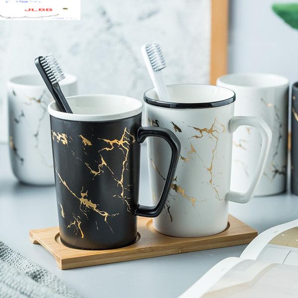

nordic white black marble ceramic mug brushing cup washing couple toothbrush bathroom decoration accessories bath accessory set