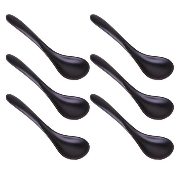 

melamine flatware black imitation porcelain soup spoon durable tableware for home (hs0123) spoons